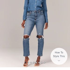 Ankle straight ultra high rise jeans with rips